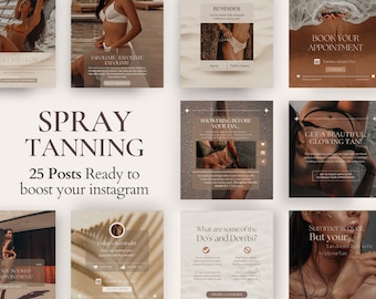 Spray Tan Instagram posts | Spray Tan Quotes | Neutral Aesthetic Instagram | Spray Tan Canva Templates | Esthetician Templates