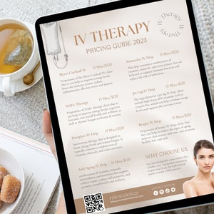 IV Therapy Price Guide | IV Drip Rate Sheet | IV Therapy Marketing Templates | Pricing Guide | Wellness Templates | Canva Template