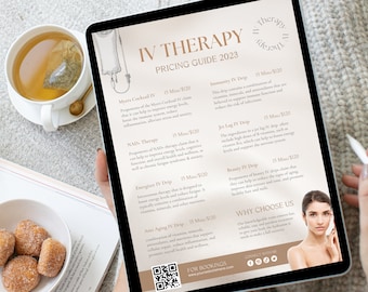 IV Therapy Price Guide | IV Drip Rate Sheet | IV Therapy Marketing Templates | Pricing Guide | Wellness Templates | Canva Template