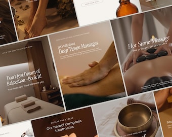 Massage Instagram Template | Massage Therapist Social Media Posts | Massage Business Instagram Template | Spa Instagram Posts