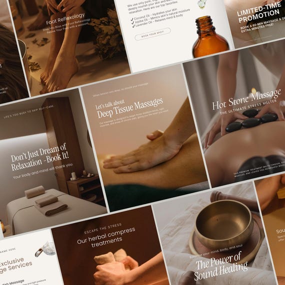 Massage Instagram Template | Massage Therapist Social Media Posts | Massage Business Instagram Template | Spa Instagram Posts