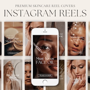 Instagram Reel Cover Templates Canva | Skincare Reel Covers | Premium Aesthetic Templates | Reel Templates Canva | Esthetician Skincare Reel