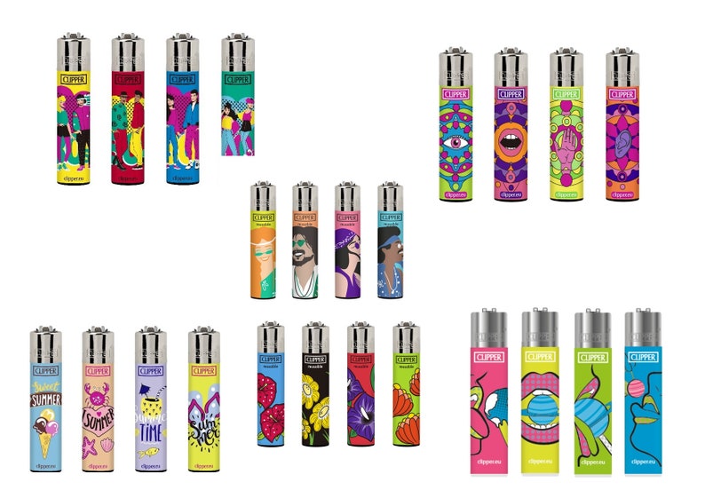 4 x COLLECTION OF Rare Clipper Lighters Unique Funny Cool Clippers Lighter 