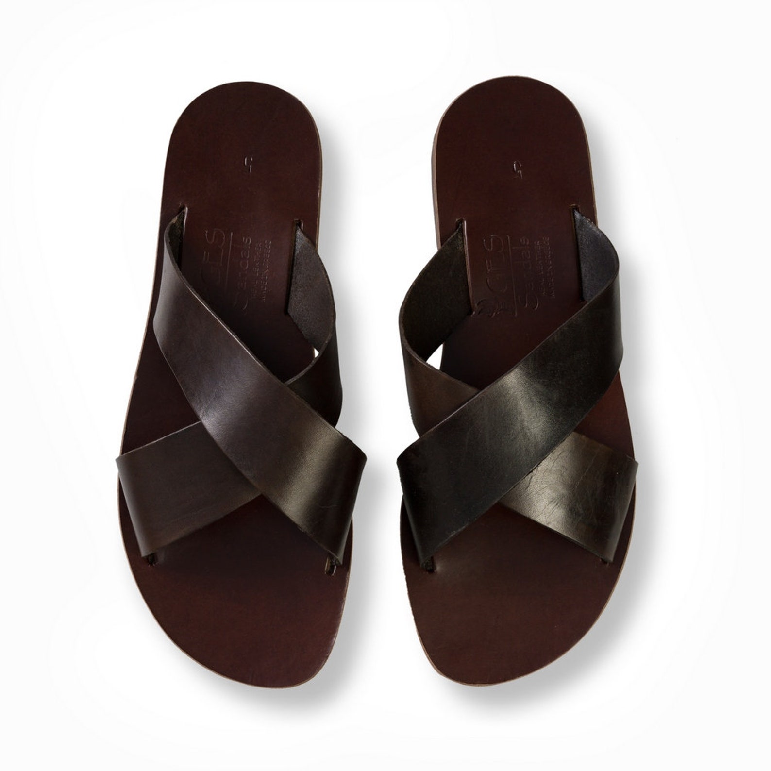 Hombres clásicas sandalias de cuero hechas a mano Etsy