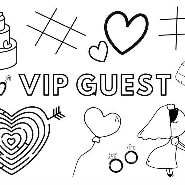 VIP Guest Wedding Place setting, kids doodle card