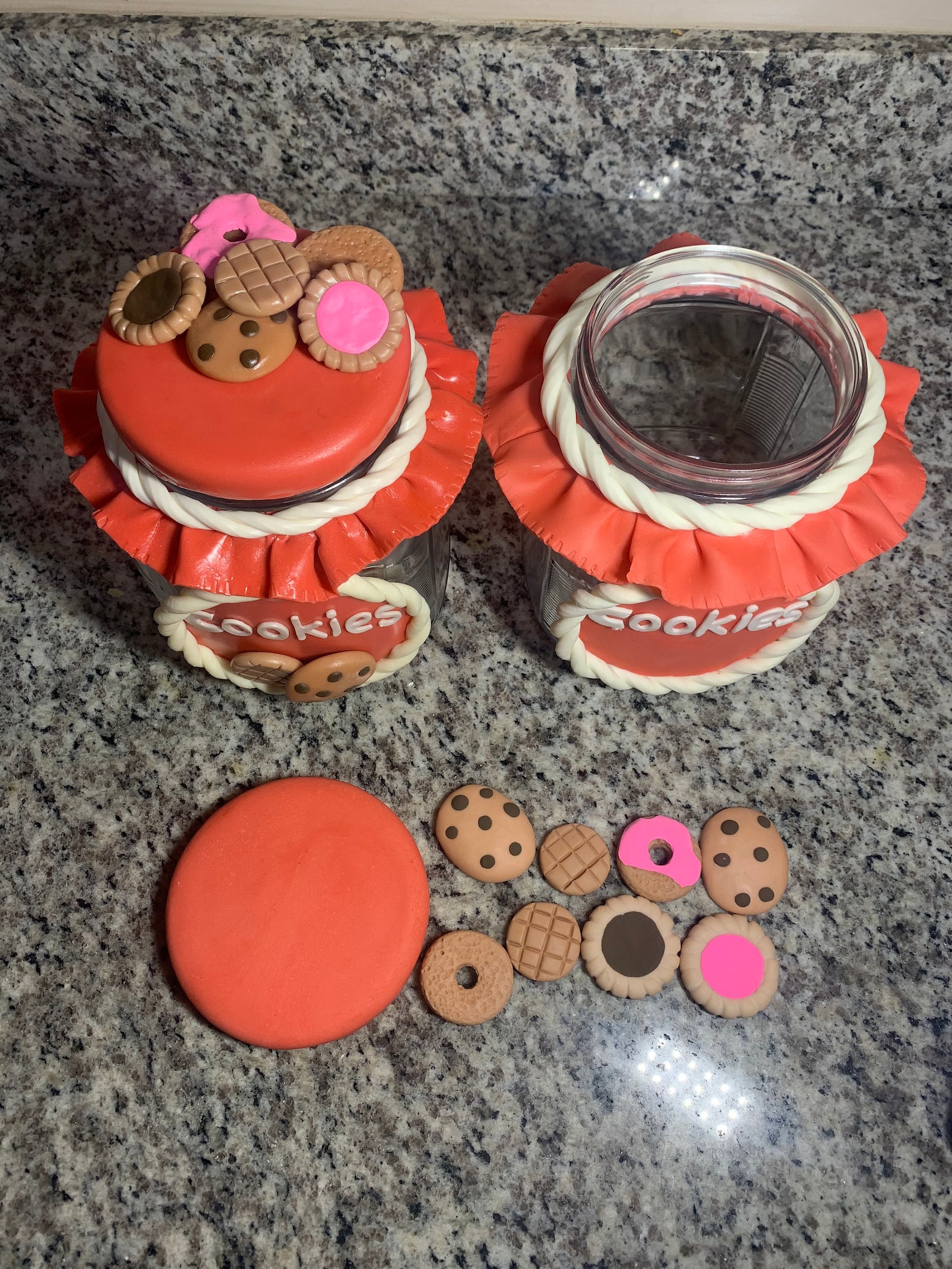 Glass Cookie Jar Air Dry Clay Homemade Etsy