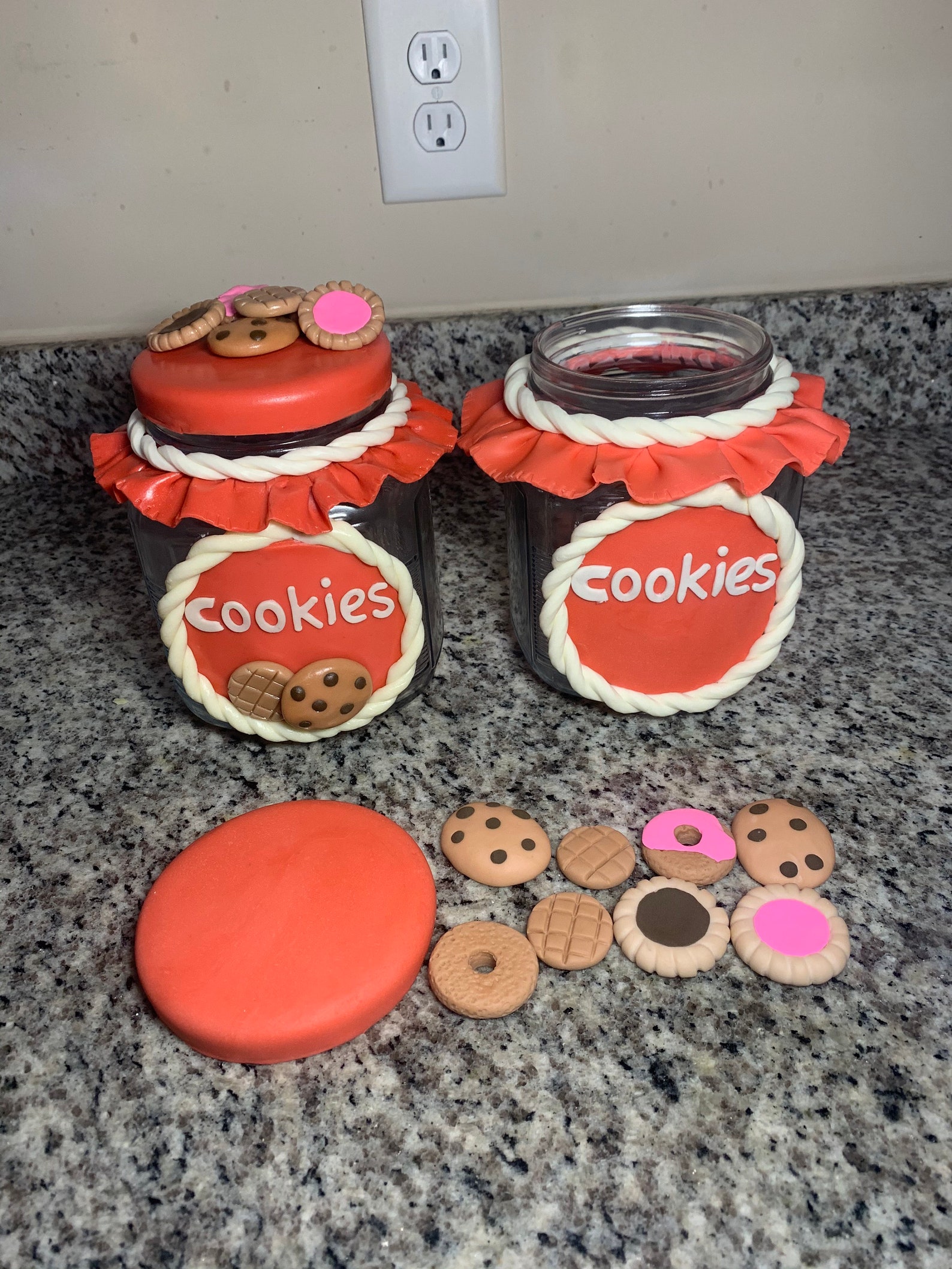 Glass Cookie Jar Air Dry Clay Homemade Etsy