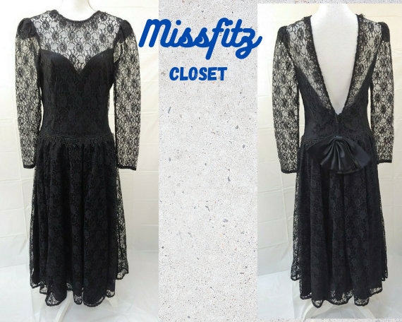 Vintage Gothic Dress Sz 12 Scott McClintock Black… - image 1