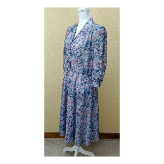 Vtg California Looks Dress Sz 12 Petite Floral Pu… - image 5