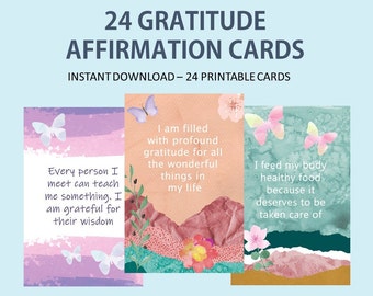 Gratitude Affirmation Cards - 24 Positive Affirmations to reprogram your mind