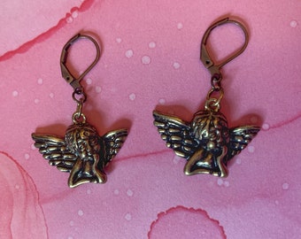 Cherub Angels Brass Angel Classic Earrings
