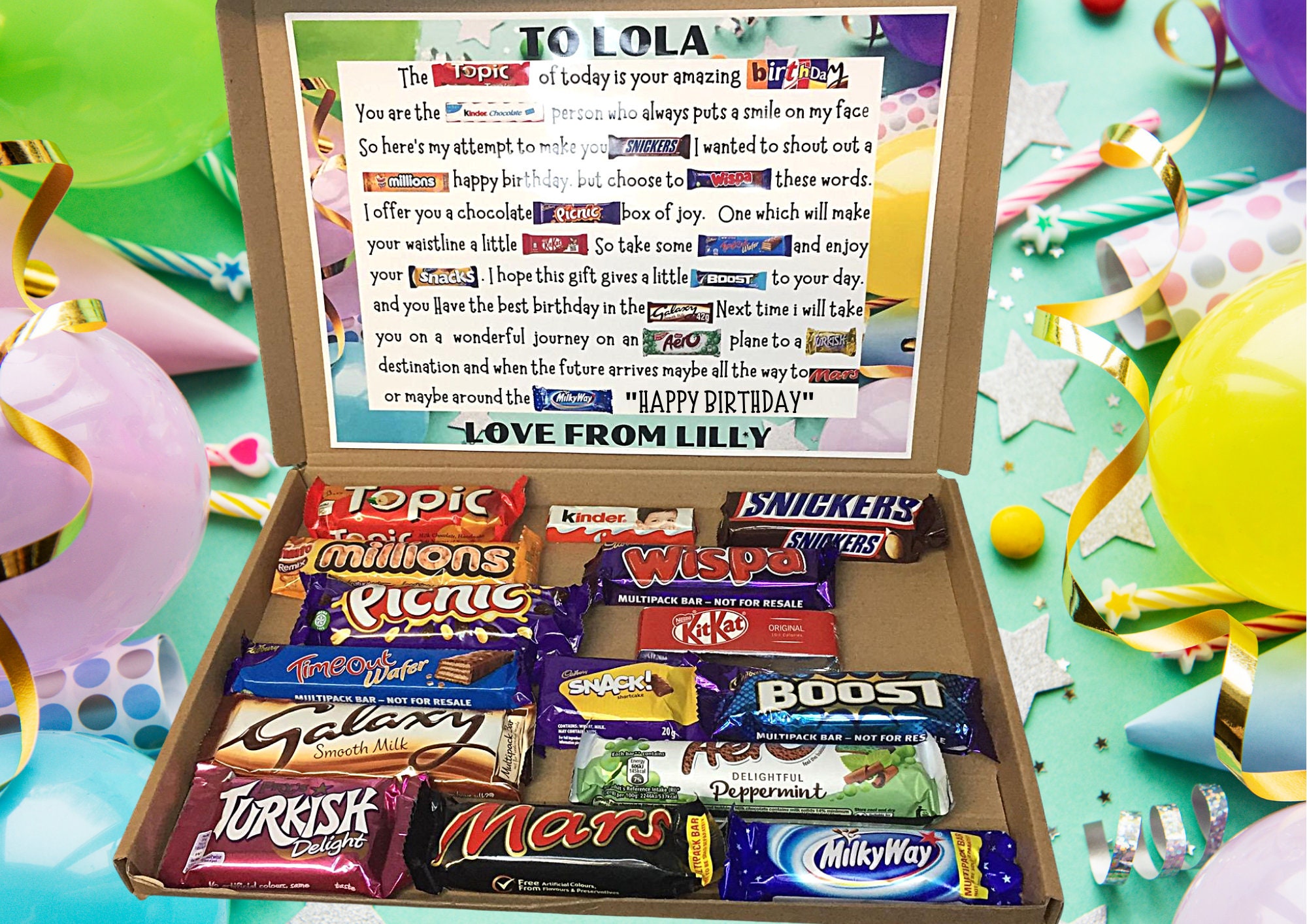 Happy Birthday Chocolate Gift Box with personalised poem Etsy