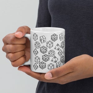 Dice Coffee Mug, RPG Gamer, Funny Dungeon Master Gift, Present for DM, D20 Tabletop Gamer, Role Playing Game, Nerd, Geeky
