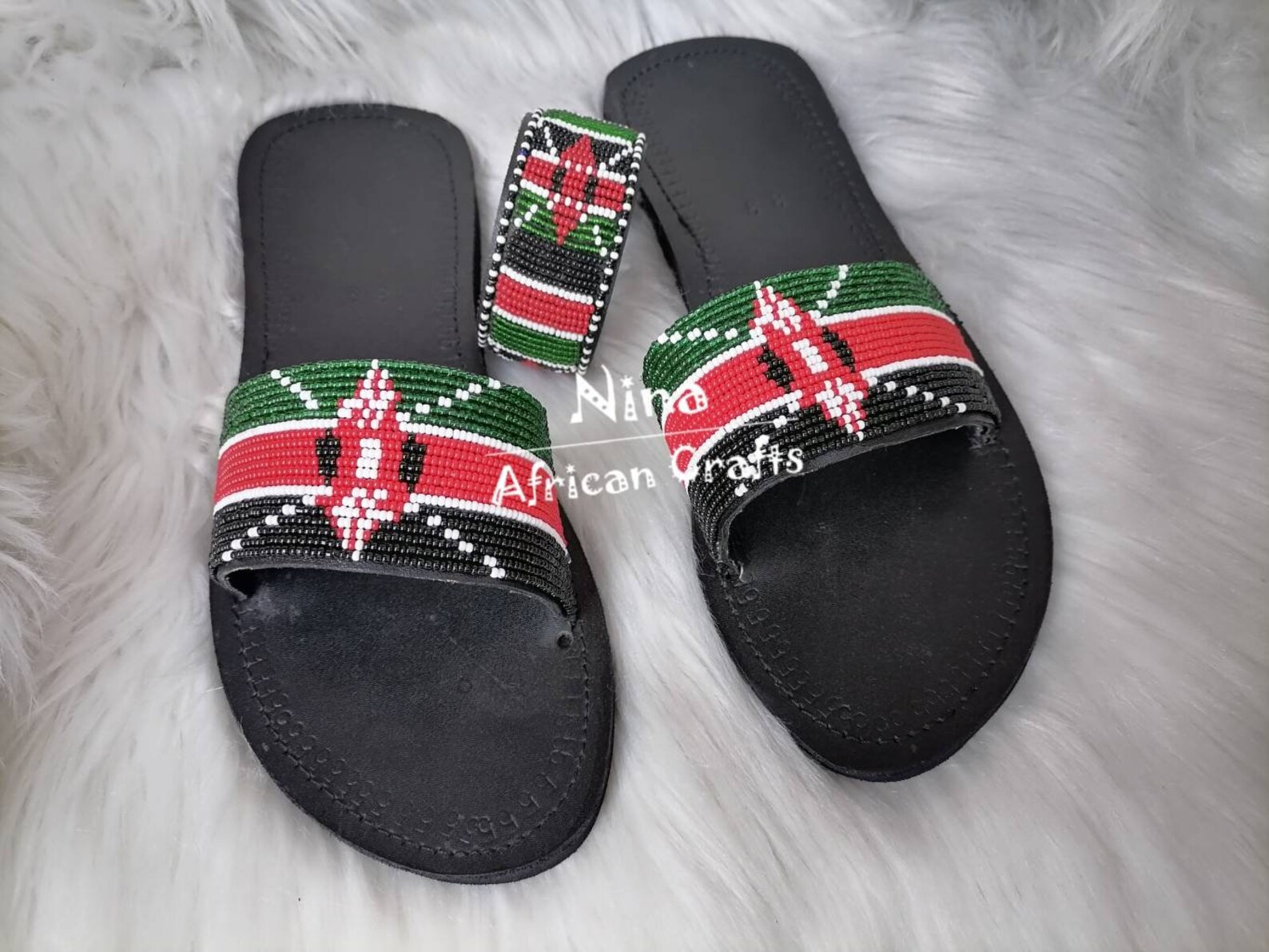 Kenya flag sandals Maasai sandals leather sandals Handmade Etsy