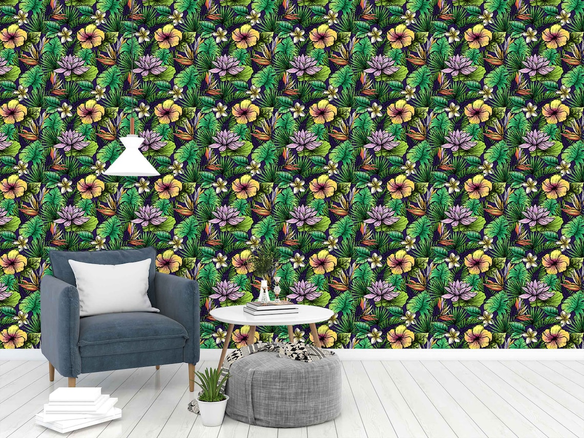 Exotic Flower Wallpaper Wall Mural Removable Wallpaper Easy - Etsy UK