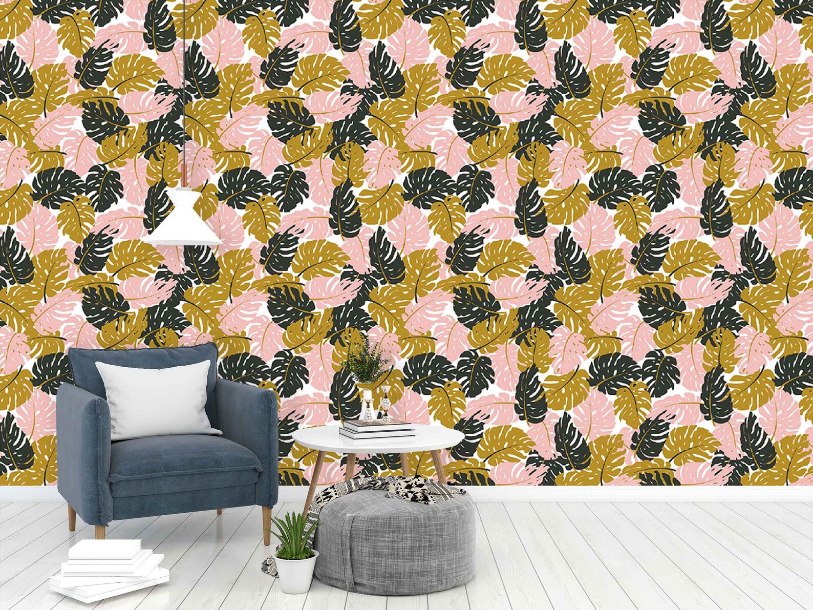 Monstera Leaf Wallpaper Wall Mural Removable Wallpaper