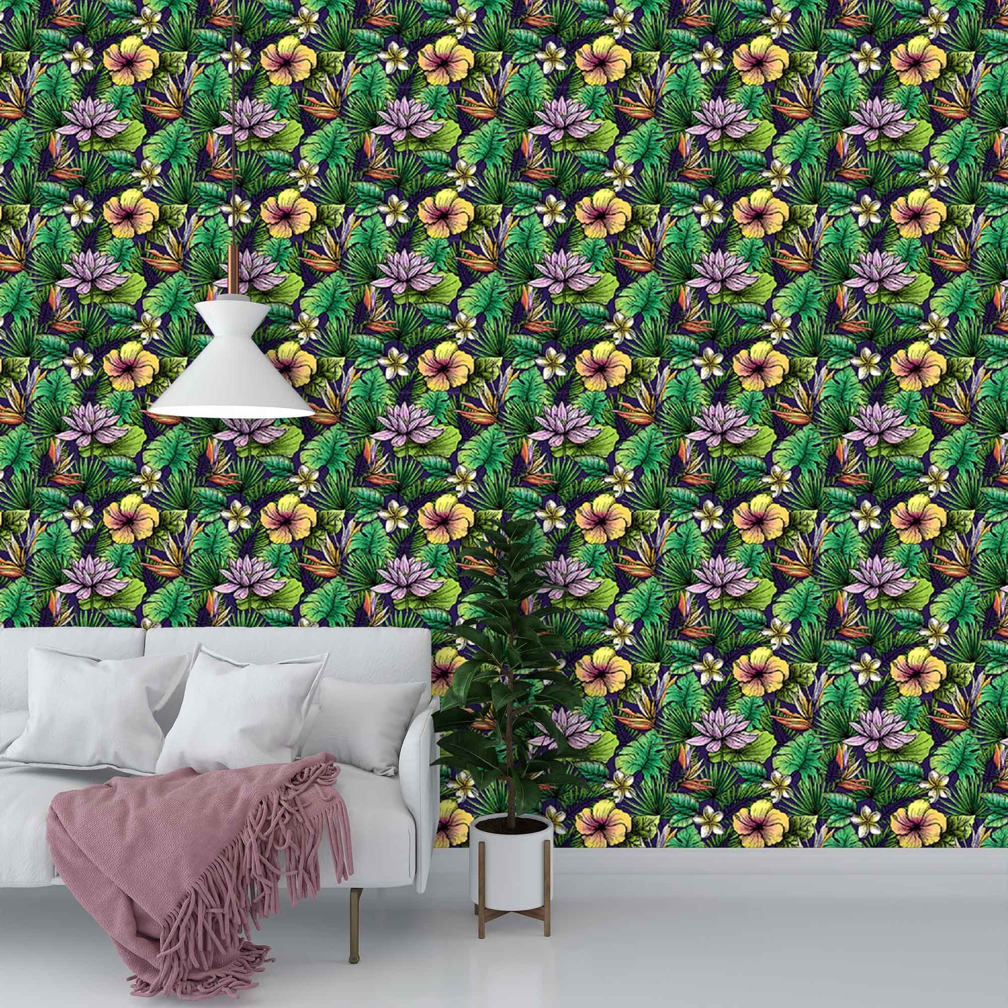 Exotic Flower Wallpaper Wall Mural Removable Wallpaper Easy Etsy UK
