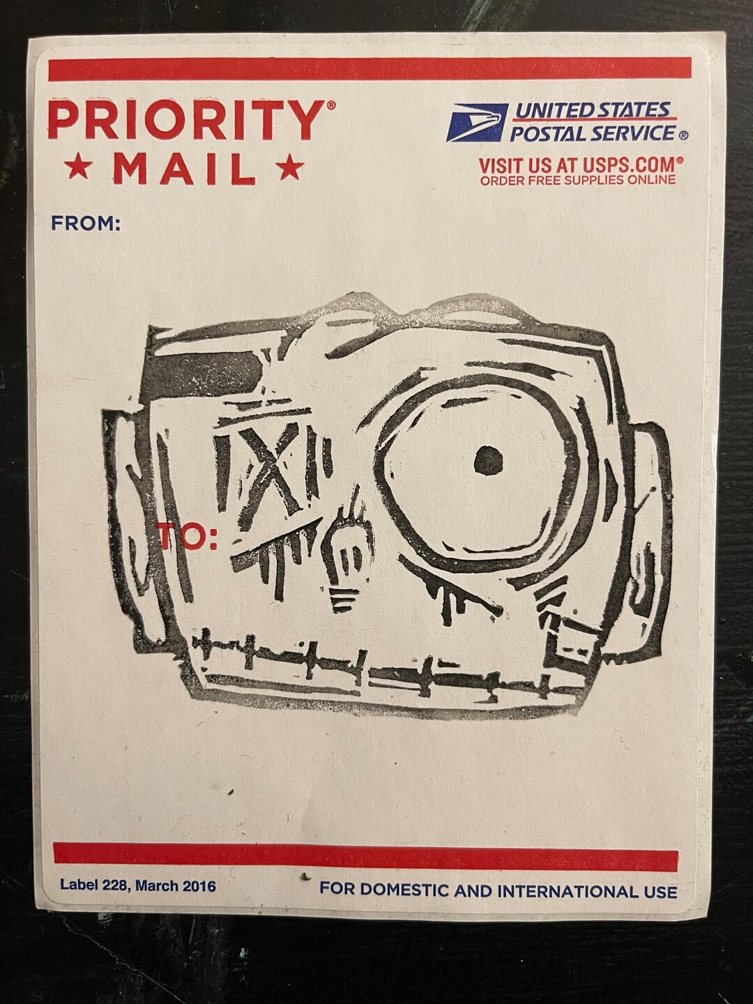 Graffiti Slap Stickers on Priority Mail Label. Block Print. - Etsy