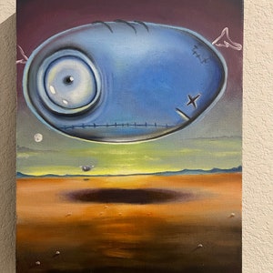 It Watches – Surrealistyczny, oryginalny obraz olejny na płótnie