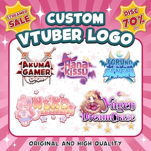 Custom VTuber Logo | Custom PNGTuber Logo | Text Logo, Kawaii Cute Logo, Character Mascot Logo | for Twitch, Kick, Youtube, Discord