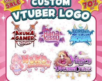 Logo VTuber personnalisé | Logo Tuber PNG personnalisé | Logo texte, logo mignon kawaii, logo mascotte personnage | pour Twitch, Kick, Youtube, Discord