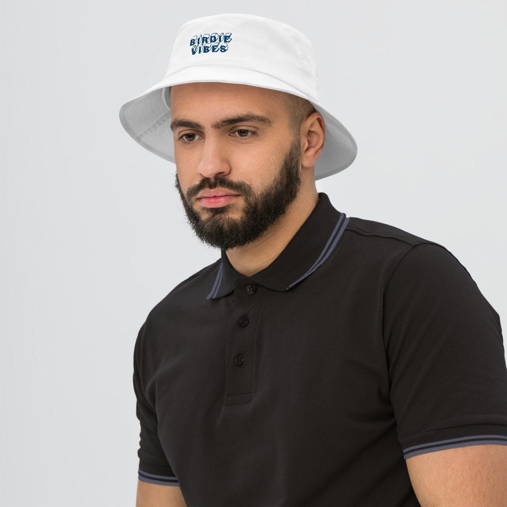 Birdie Vibes Golf Bucket Hat, Hat for Golfing in The Sun, Men and Women Golfer Brimmed Cap, Retro Style Hat, Sun Protection for Golf Course