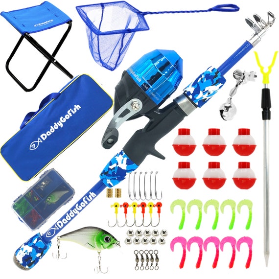 Daddygofish Kids Fishing Pole Telescopic Rod & Reel Combo