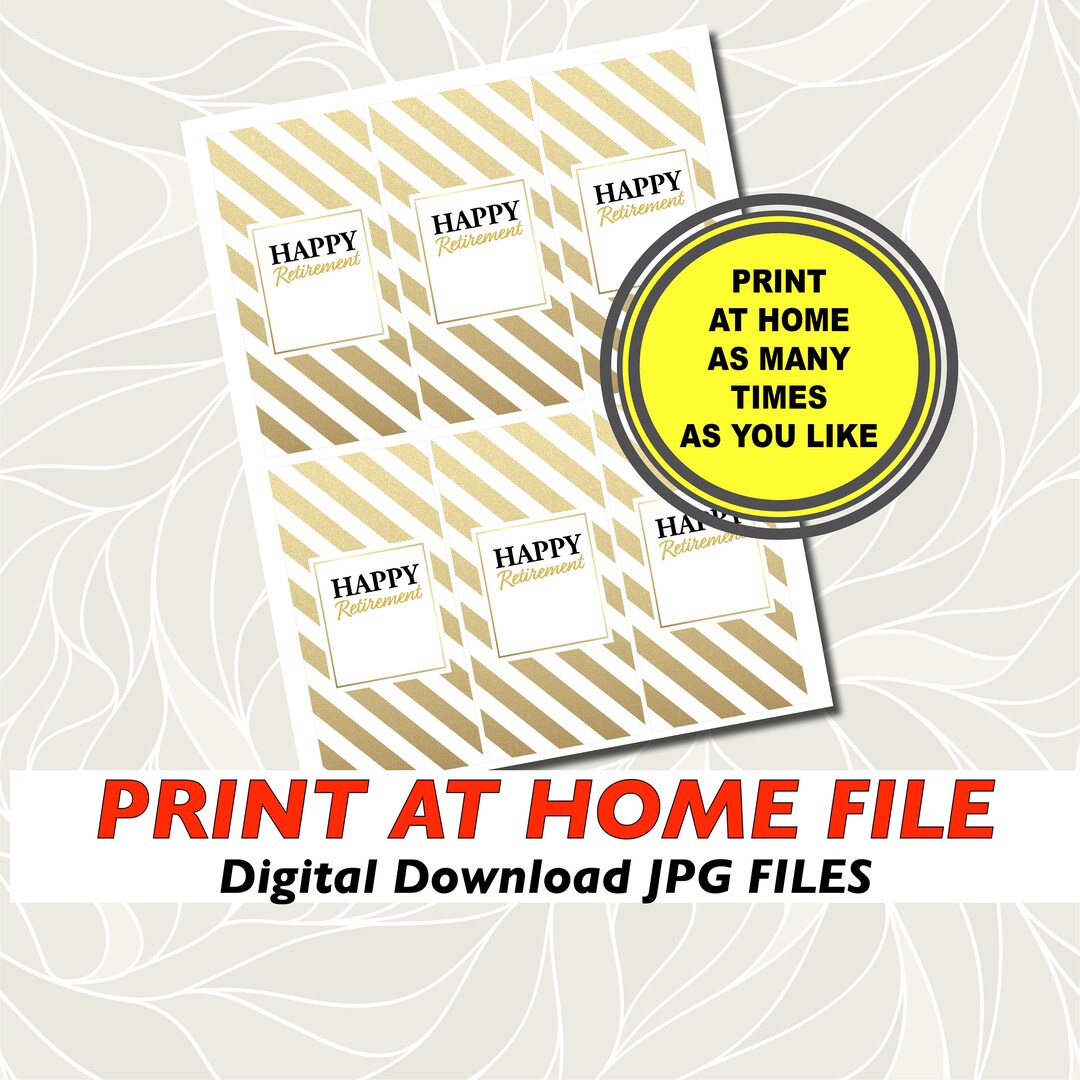 Happy Retirement Tags Digital Print at Home DIY Tags Stickers Digital ...