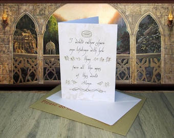 Rings lord LOTR Greetings card  arwen quote share one lifetime free envelope Aragorn love anniversary card