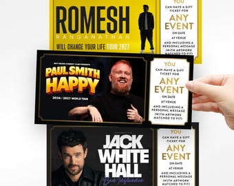 Custom Gift Ticket – Personalised Voucher for Any Event, Experience, Gig, Festival, Theatre, Comedy show or Surprise, memorabilia Keepsake