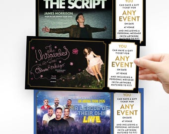Custom Gift Ticket – Personalised Voucher for Any Event, Experience, Gig, Festival, Theatre, Comedy show or Surprise, memorabilia Keepsake