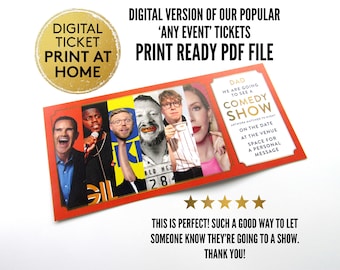 Digital download at home Custom Gift Ticket  Vouchers Event Experience Gig Festival Theatre Comedy   memorabilia Keepsake no physical ticket
