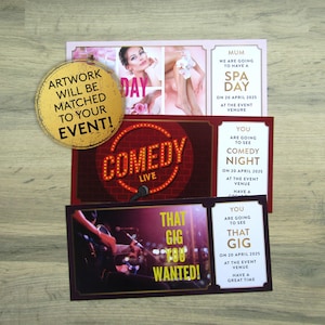 personalised event coupon voucher (ONE) Digital print at home same day gift souvenir customised novelty matched to ANY EVENT experience