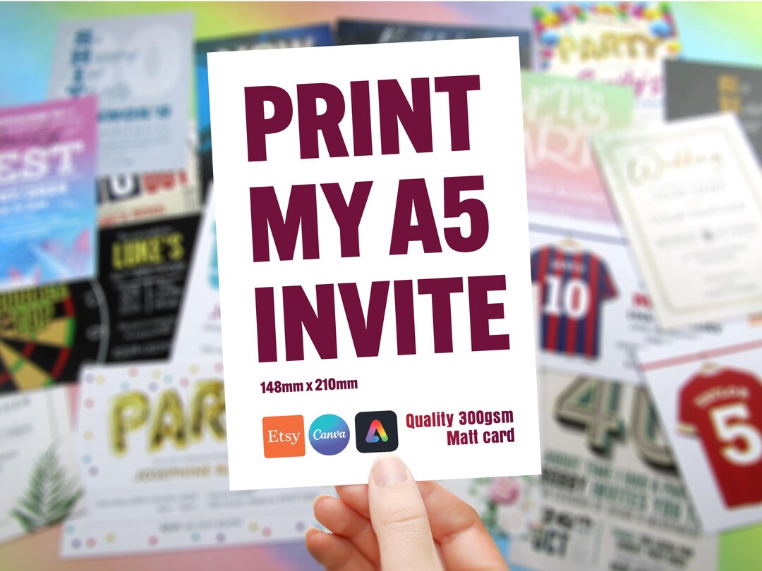 Print My A5 Invite. or Anything Quality 300gsm Card, Invitation ...