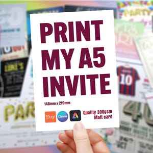 Print my A5 invite. or anything Quality 300gsm card, invitation printing service for your canva, etsy, adobe express designs fast turnaround Bild 1