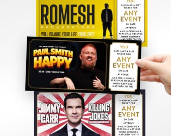 Custom Gift Ticket – Personalised for Any Event, Experience, Gig, Festival, Theatre, Comedy show or Surprise, Keepsake or save the date