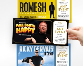 Custom Gift Ticket – Personalised for Any Event, Experience, Gig, Festival, Theatre, Comedy show or Surprise, Keepsake or save the date