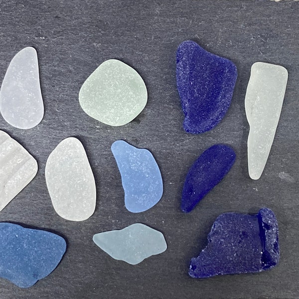 Sea glass blues and whites genuine real sea glass isle of wight