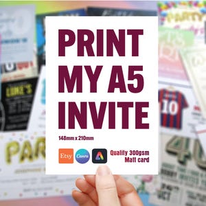 Print my A5 invite. or anything Quality 300gsm card, invitation printing service for your canva, etsy, adobe express designs fast turnaround Bild 3