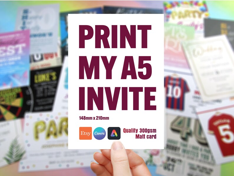 Print my A5 invite. or anything Quality 300gsm card, invitation printing service for your canva, etsy, adobe express designs fast turnaround Bild 3