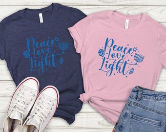 Peace Love Light T-shirt, Jewish Shirt, Religious T-Shirt, Hanukkah Shirt, Festival Of Lights Shirt, Gift For Hanukkah, Jewish Celebration