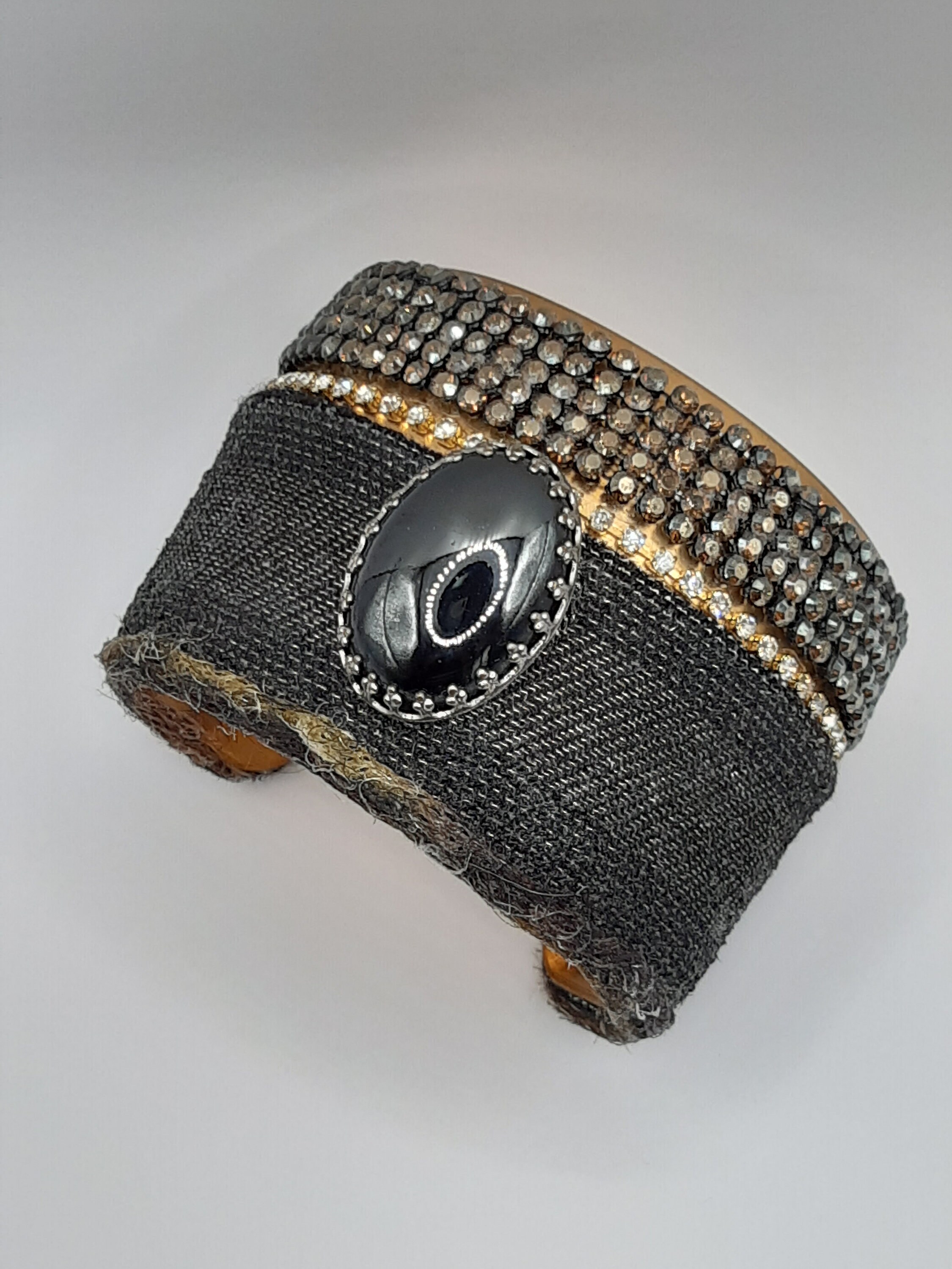 Handmade cuff bracelet France rhinestone haute couture stone Etsy
