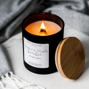 Apples and Maple Bourbon Scented Candle: Soy Wax, Wooden Wick