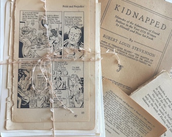 Vintage Book Pages Bundle, Unique Paper Ephemera for DIY Projects, Antique Paper Collection for Crafting, Perfect for Scrapbooking & Art