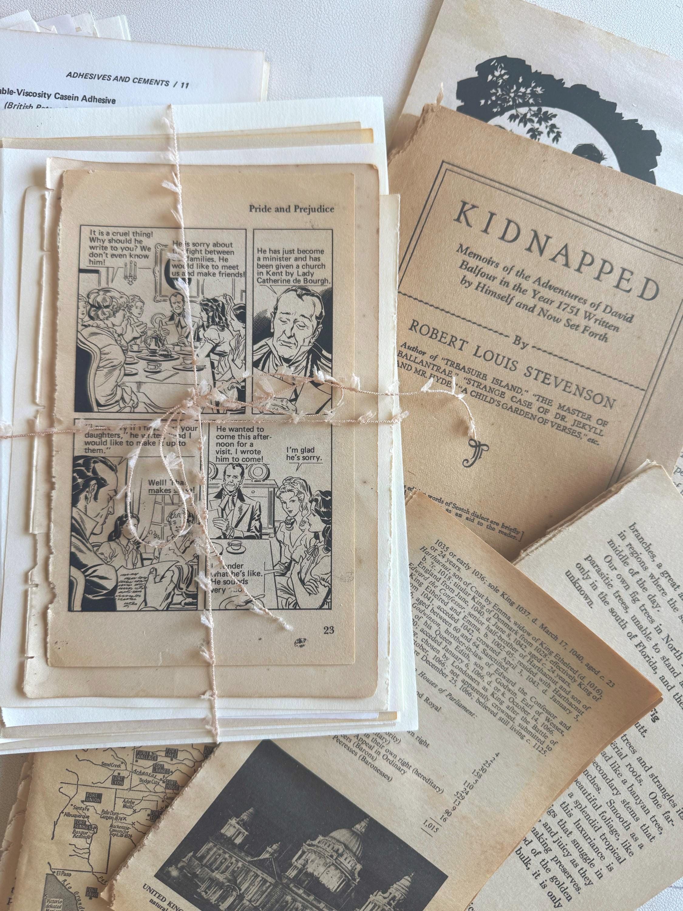 Vintage Book Pages Bundle, Unique Paper Ephemera for DIY Projects ...