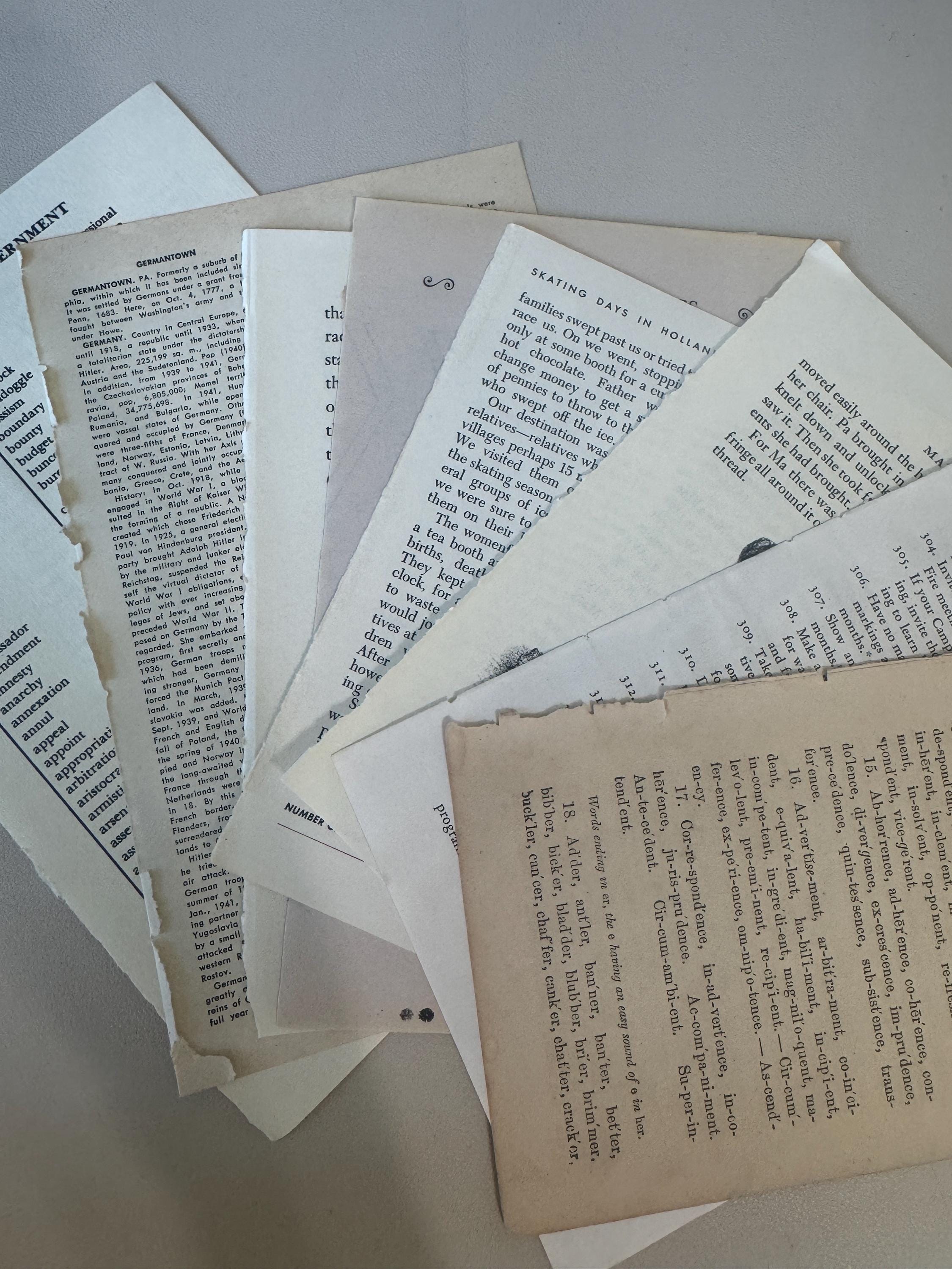Vintage Book Pages Bundle, Unique Paper Ephemera for DIY Projects ...