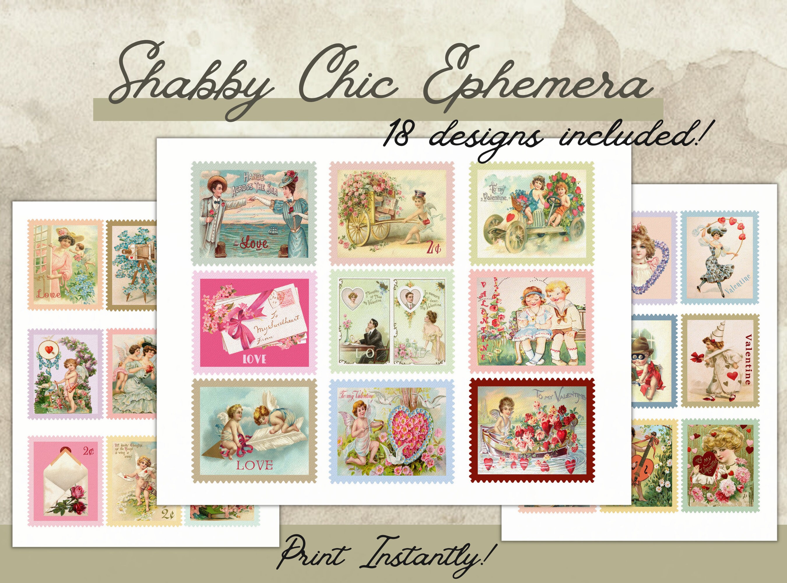 Shabby Chic, Junk Journal Ephemera, Digital Ephemera, Ephemera for Junk ...