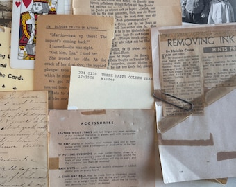 50 Pieces of Vintage Paper Ephemera Pack, Ephemera Vintage Junk Journal, Postcards Envelopes Stamps Recipes, Random Book Pages