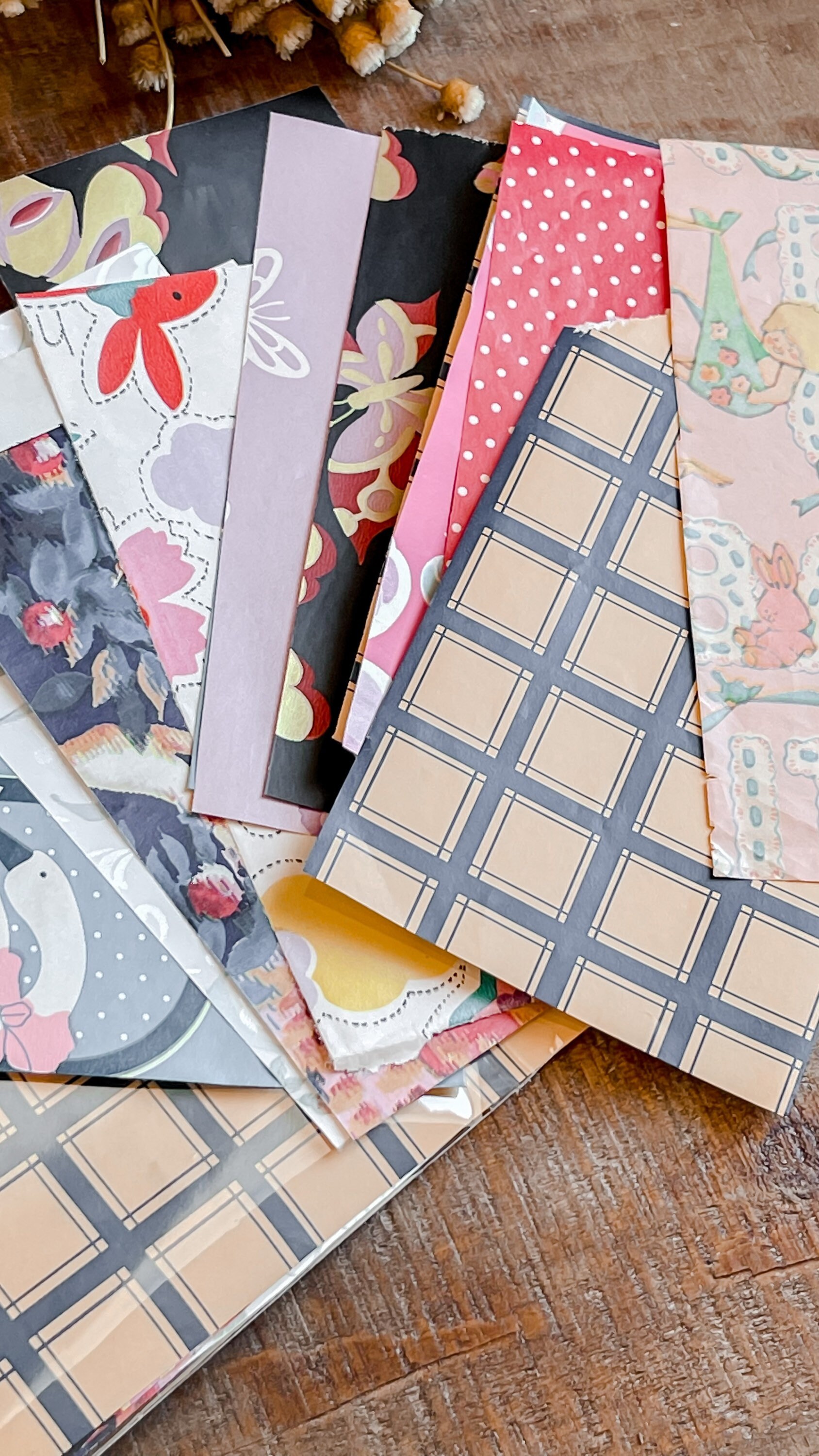 Paper Scraps Vintage Wrapping Paper Collage Scraps Etsy