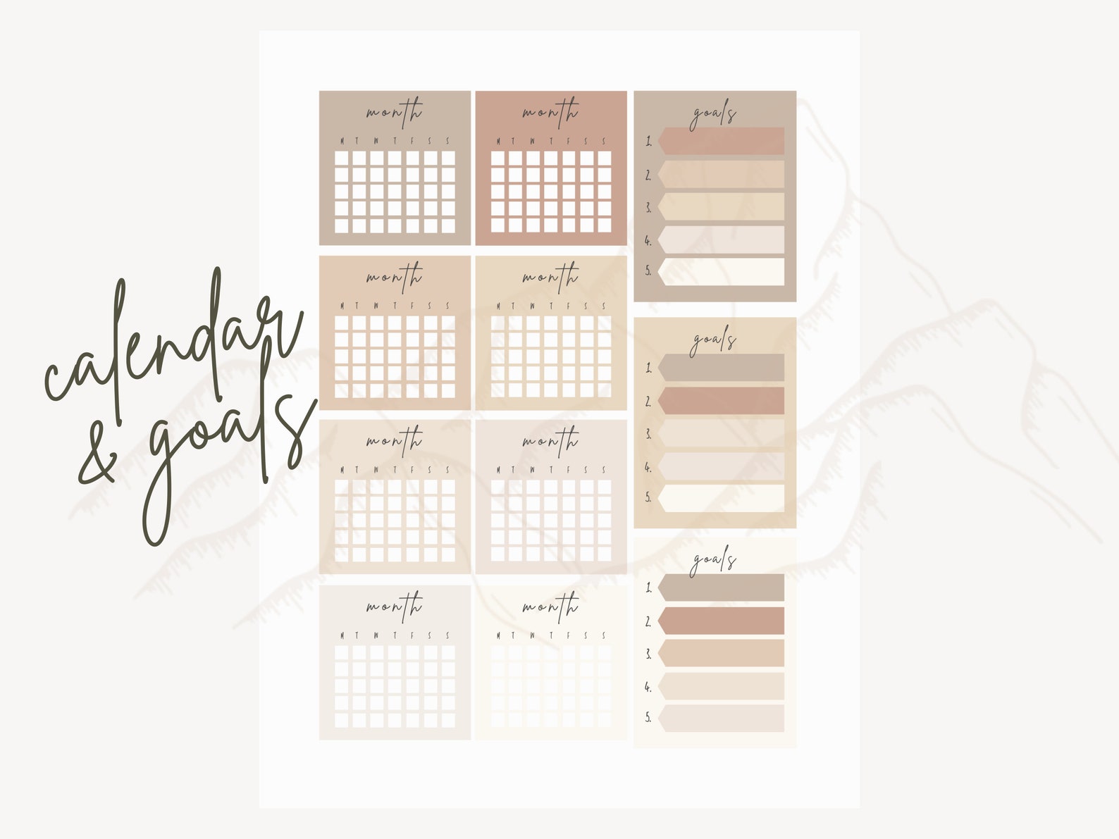 Sticker Pack Aesthetic Beige Printable Planner Stickers | Etsy